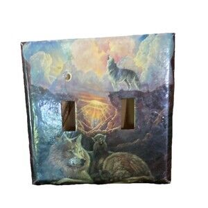 VINTAGE WOLVES  DOUBLE LIGHT SWITCH COVER PLATE USA